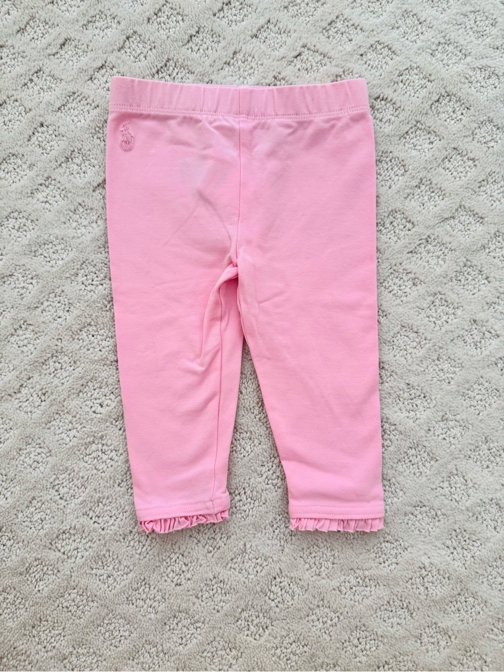 Ralph Lauren Light Pink Ruffle Hem Leggings. 12 M